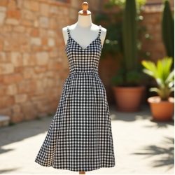 Women's Black & White Checkerboard Sundress