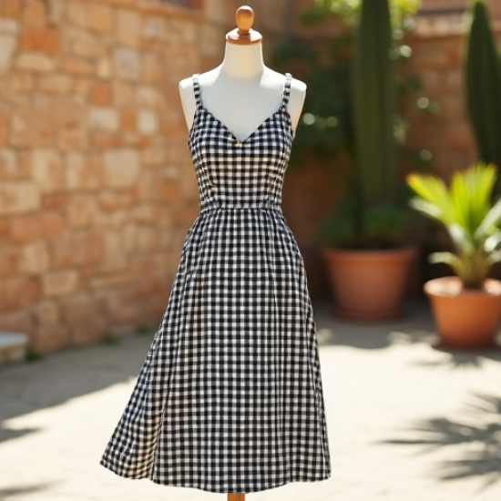 Women's Black & White Checkerboard Sundress