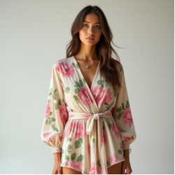 Women's Floral Print Wrap Top