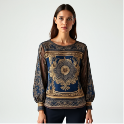 Women's Scarf-Print Layering Top