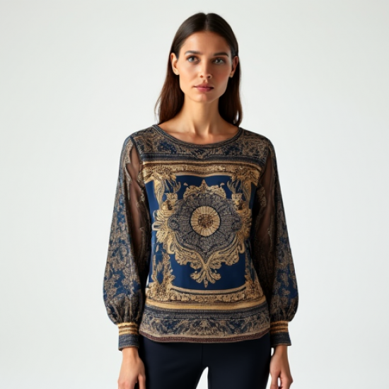 Women's Scarf-Print Layering Top