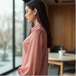 Lantern Sleeve Chiffon Work Shirt