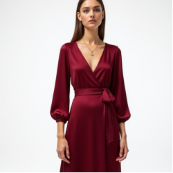 Women's Wrap Style Midi Dress