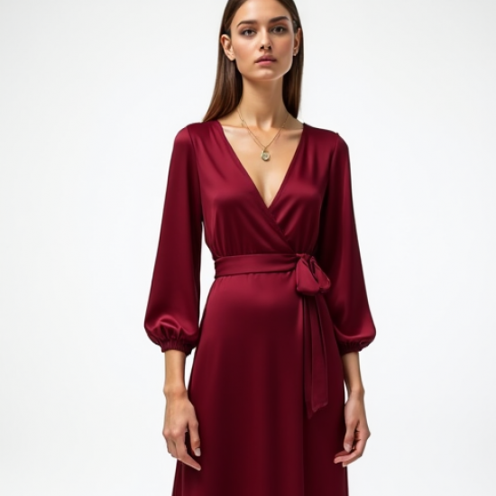 Women's Wrap Style Midi Dress