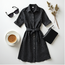 Women's Oversized Polka Shirt Dress