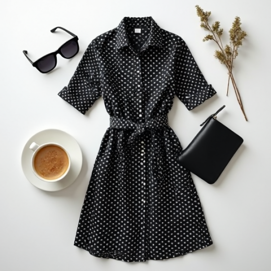Women's Oversized Polka Shirt Dress