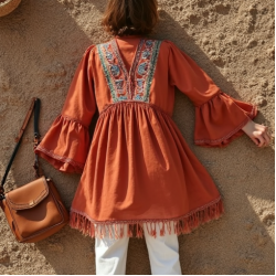 Boho Tassel Hem Ethnic Kurti