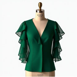 Tiered Ruffle Sleeve Party Blouse