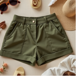 High-Rise Paperbag Waist Utility Shorts