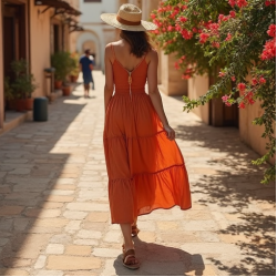 Crinkle Fabric Resort Wear Dress