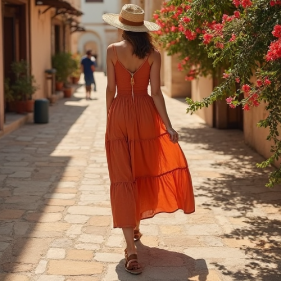 Crinkle Fabric Resort Wear Dress