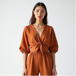 Women's Tie-Front Crop Blouse