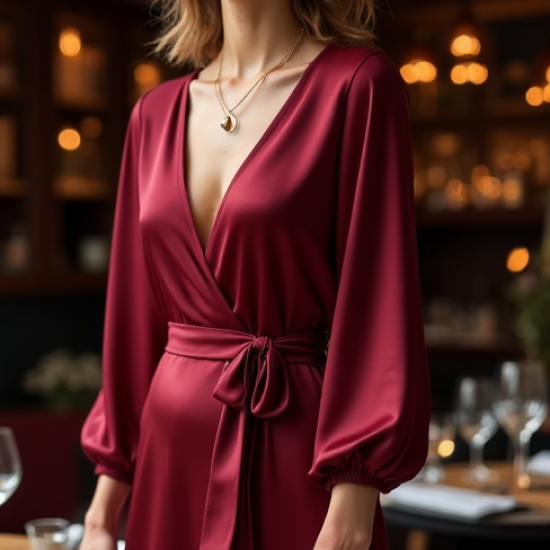 Women's Wrap Style Midi Dress
