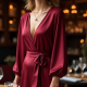 Women's Wrap Style Midi Dress
