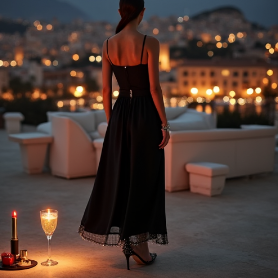 Women's Embellished Hem Midi Skirt