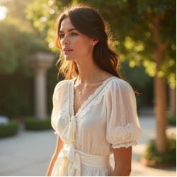 Romantic Eyelet Lace Trimmed Top
