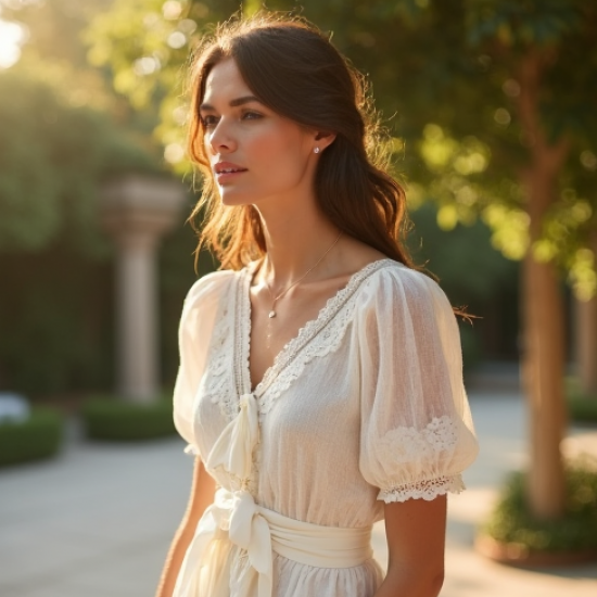 Romantic Eyelet Lace Trimmed Top