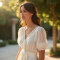 Romantic Eyelet Lace Trimmed Top