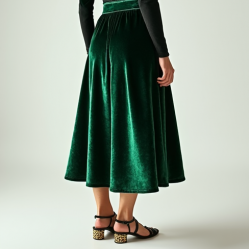 Women's Velvet Midi Skirt