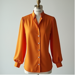 Women's Tangerine Tie-Neck Shirt