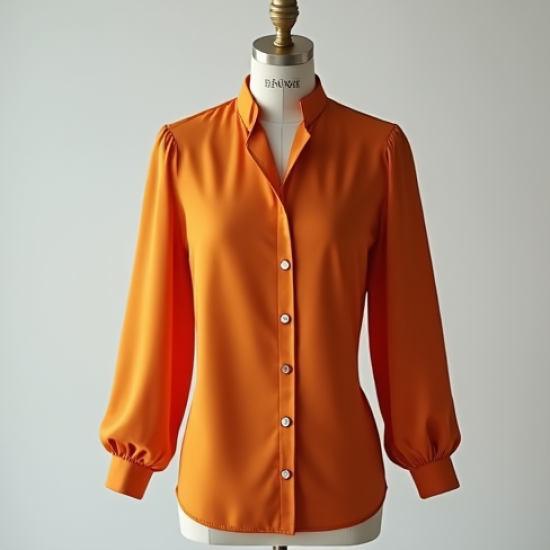 Women's Tangerine Tie-Neck Shirt