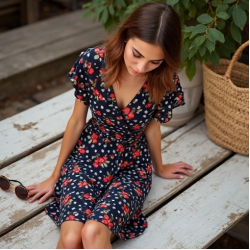 Women's Cherry Polka Wrap Dress