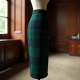 Vintage Plaid Office Pencil Skirt
