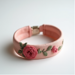 Embroidered Floral Pattern Silk Wristband