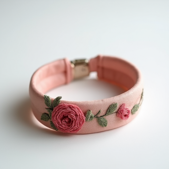 Embroidered Floral Pattern Silk Wristband