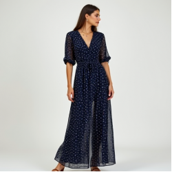 Women's Micro Polka Flowy Dress