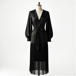 Women's Dramatic Fringe Wrap Dress