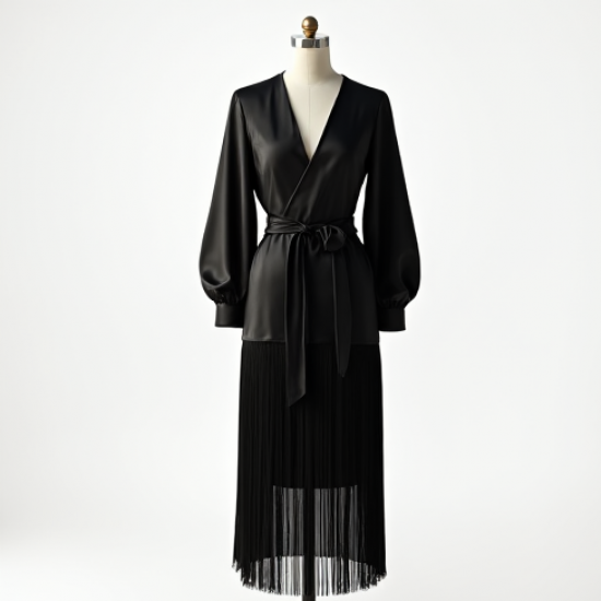 Women's Dramatic Fringe Wrap Dress