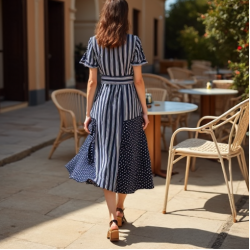 Women's Mixed Polka & Stripe Dress