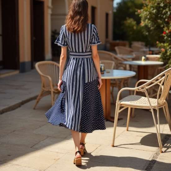 Women's Mixed Polka & Stripe Dress