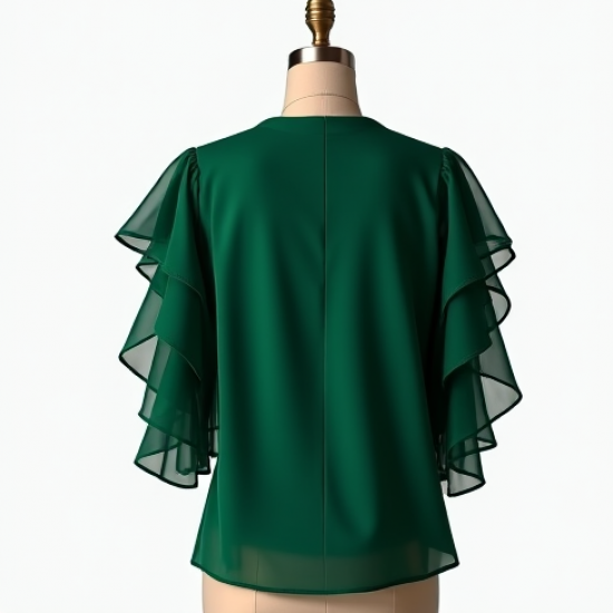 Tiered Ruffle Sleeve Party Blouse