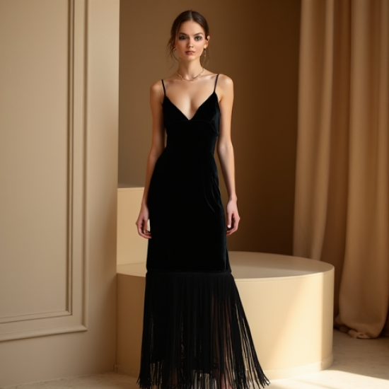 Women's Fringe Accent Slip Dress