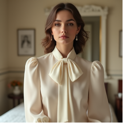 Women's Literary Bow Blouse