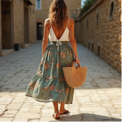 Women's Boho Tiered Skirt