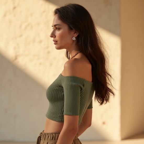 Women's Off-Shoulder Crop Top