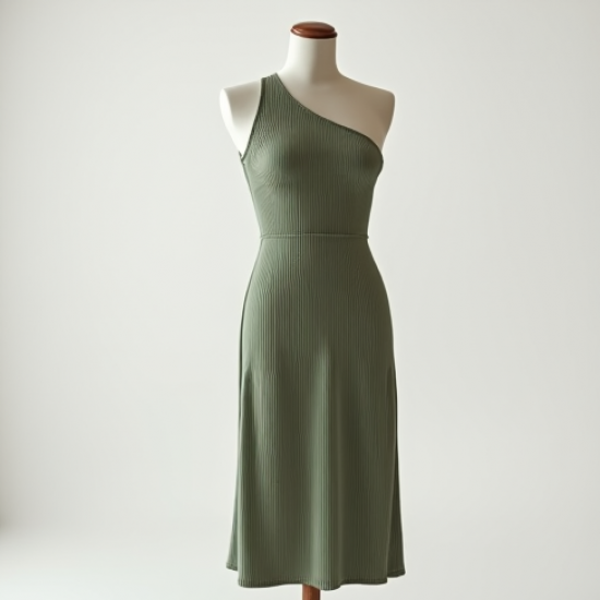 One-Shoulder Ribbed Night Dress