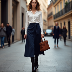 Faux-Wrap Knit Comfort Skirt