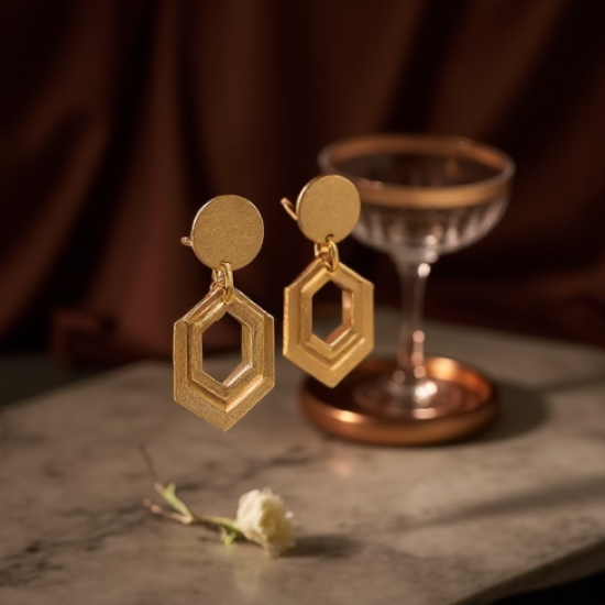 Geometric Shape Metal Dangle Earrings