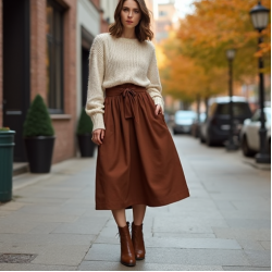 Women's Cocoa Paperbag Waist Skirt