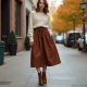 Women's Cocoa Paperbag Waist Skirt