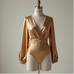 Wrap Front Satin Finish Bodysuit