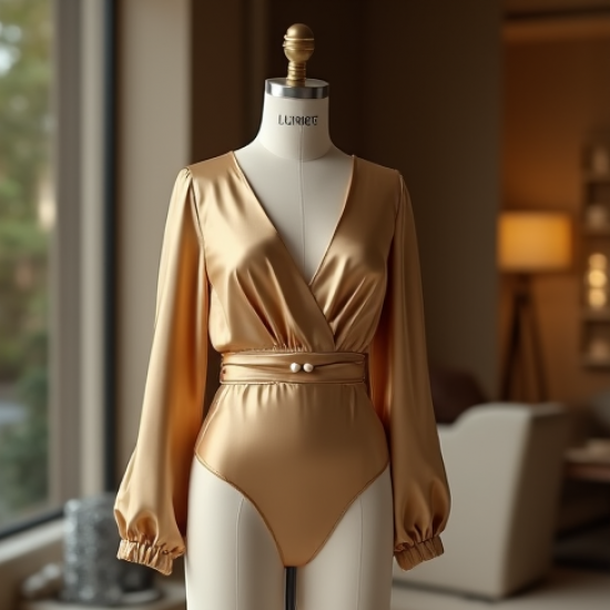 Wrap Front Satin Finish Bodysuit