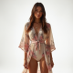 Sheer Floral Open-Front Kimono