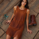 Women's Suede Fringe Shift Dress