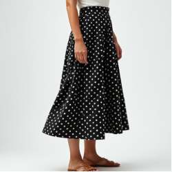 Polka Dot Flare A-Line Skirt