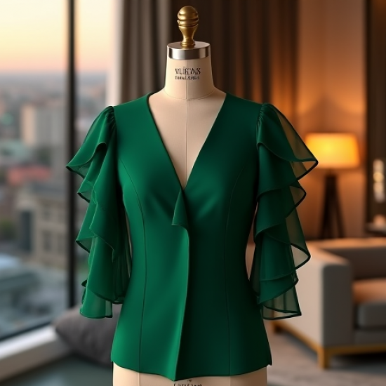 Tiered Ruffle Sleeve Party Blouse